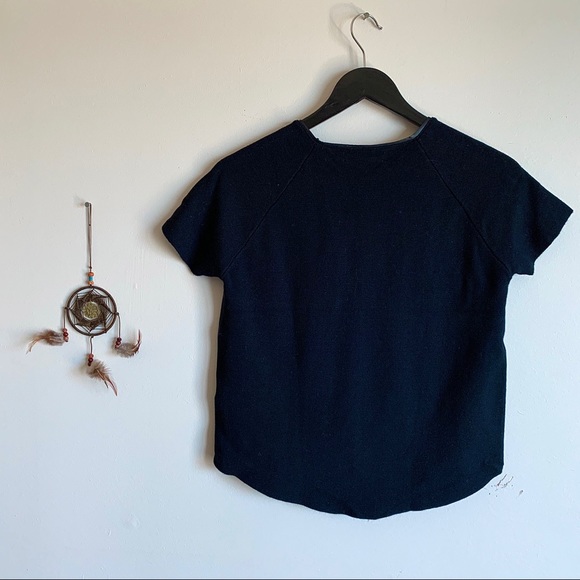 Zara Knit + Leather Black Crop Top - Picture 3 of 3